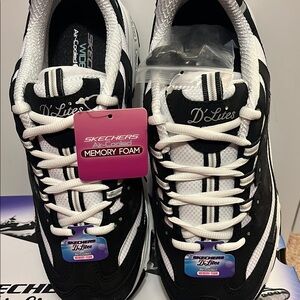 Skechers D'Lites Black and White Athletic Shoes